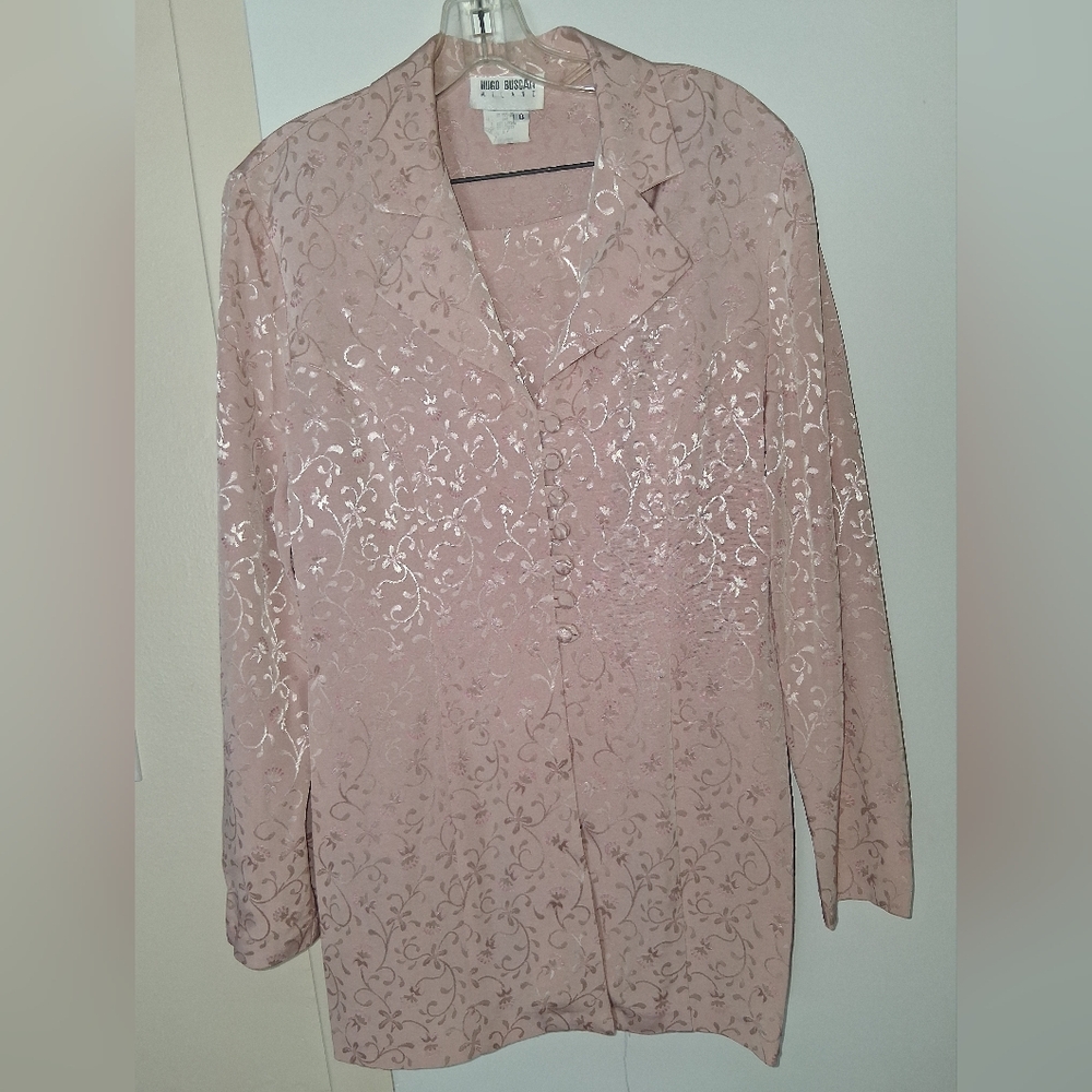 Hugo Boscatti Milano Blush Pink Flowered 2 Piece Suit